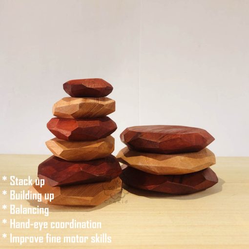 Two Tone Stacking Stones wooden Toy - Image 2