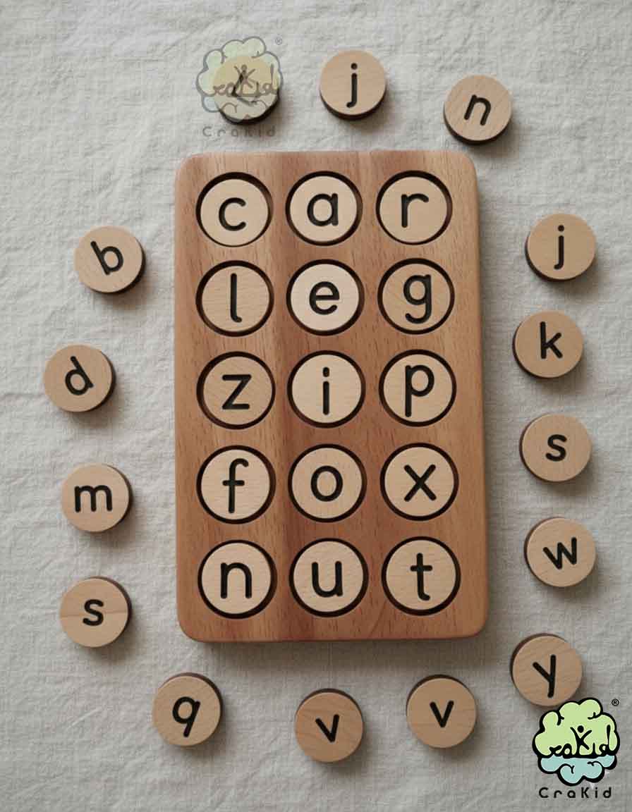 CVC Word Tray Wooden Educational Phonics - Image 2