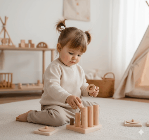 9 Pole Puzzle Cylinder Wooden Block