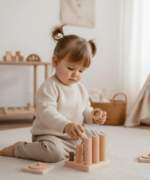 9 Pole Puzzle Cylinder Wooden Block