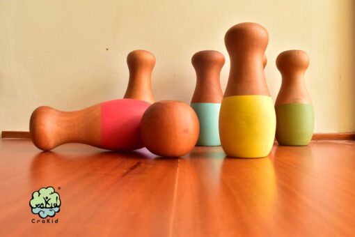 Wooden Bowling Set  I Montessori Toy (Colored) - Image 2