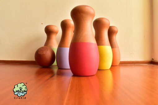 Wooden Bowling Set  I Montessori Toy (Colored) - Image 4