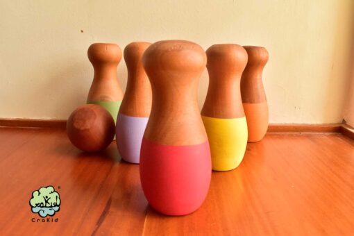 Wooden Bowling Set  I Montessori Toy (Colored) - Image 3