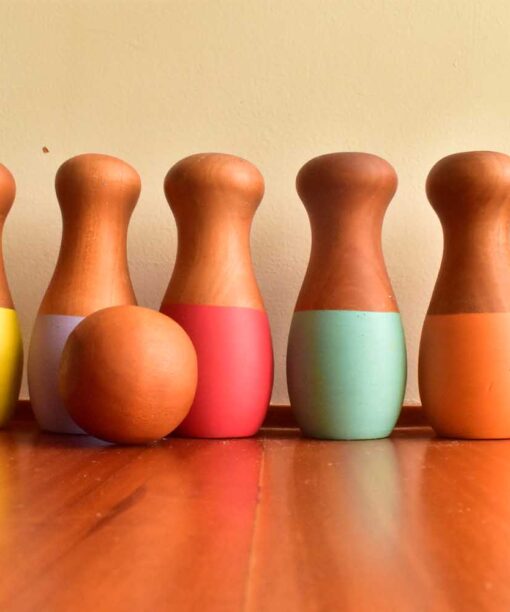 Wooden Bowling Set  I Montessori Toy (Colored)