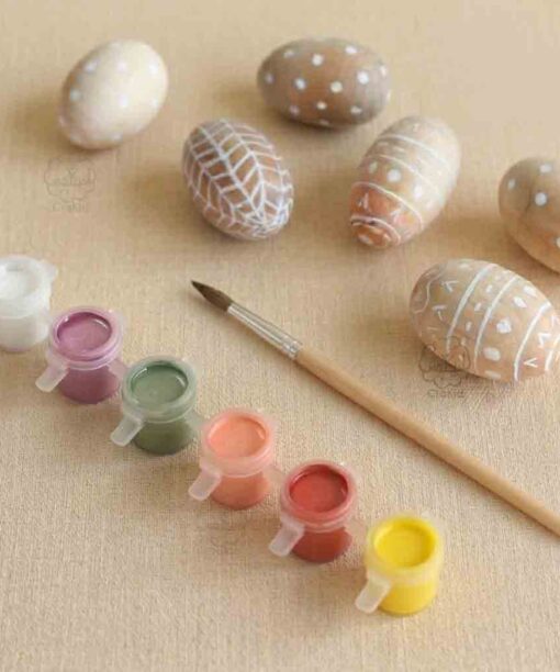 DIY 6 Wooden Easter Egg, Paint and Brush Set - Easter Eggs