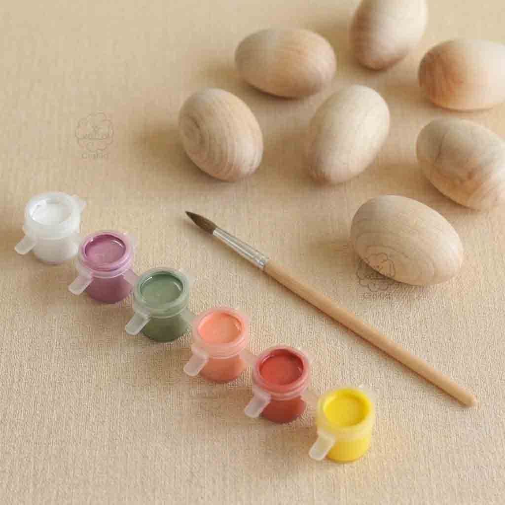 DIY 6 Wooden Easter Egg, Paint and Brush Set - Easter Eggs - Image 3