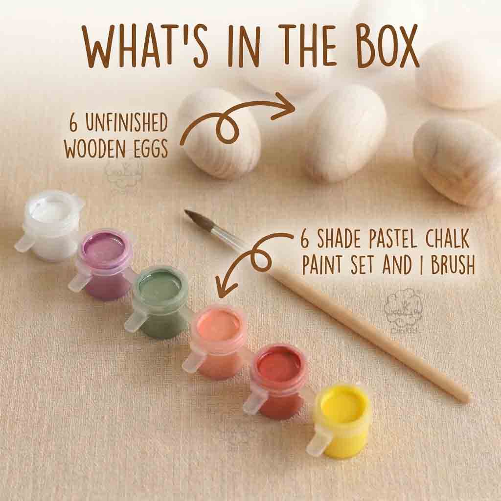 DIY 6 Wooden Easter Egg, Paint and Brush Set - Easter Eggs - Image 5